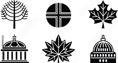 Six holiday featuring menorah dreidel christmas tree and church