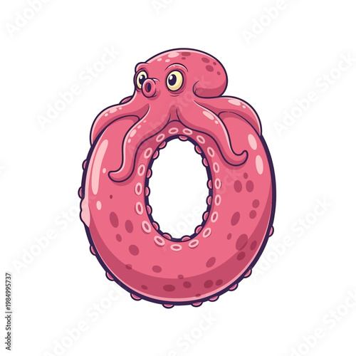 Pink octopus inflatable swim ring.