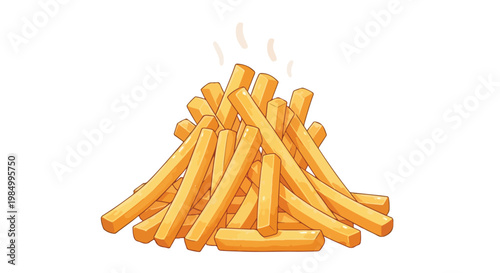 A close-up of a pile of crispy golden French fries on a white background, ready to be served as a tasty snack or meal