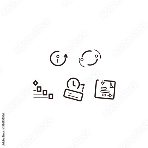 Task Management and System Update Line Icon Set