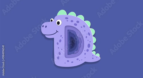 Purple Dinosaur Cartoon Character.