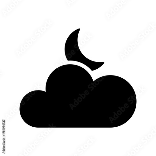 Cloudy night with crescent moon weather solid icon
