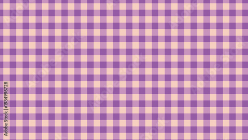 A delightful checkered pattern composed of alternating squares in soft peach and rich purple tones