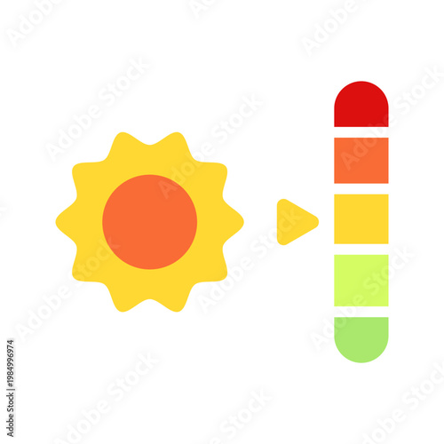 UV index solar radiation sun protection flat color icon
