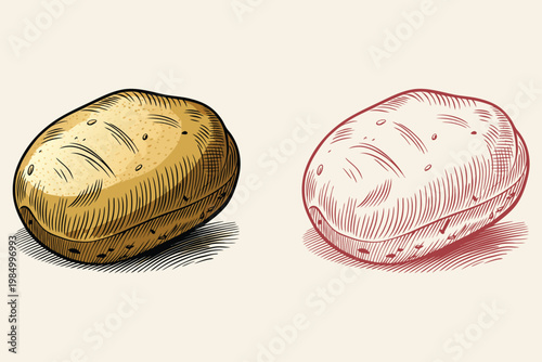 potato outline drawing sketch illustration for agriculture, cooking and grocery concept. Symbolizing natural food and healthy eating