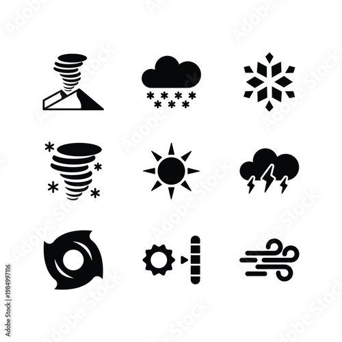 Weather and meteorology solid glyph icon set 3

