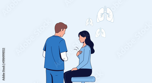 Doctor examining patient's lungs, respiratory health concept