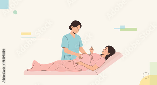 Doctor examining pregnant woman's belly during check-up, healthcare concept
