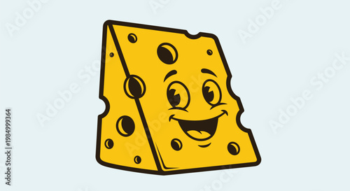 Smiling Cartoon Cheese Wedge Face.