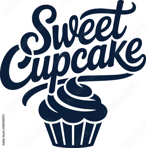 Sweet Cupcake hand-drawn script typography design with integrated cupcake graphic