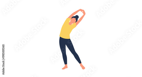 Woman doing morning stretch exercise.