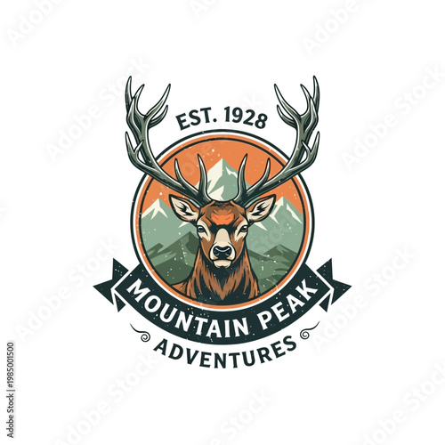 Majestic Stag Head Emblem for Mountain Adventures.