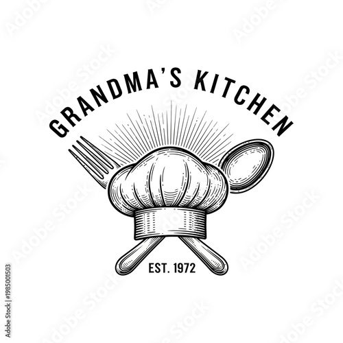 Grandmas Kitchen Vintage Logo Design.