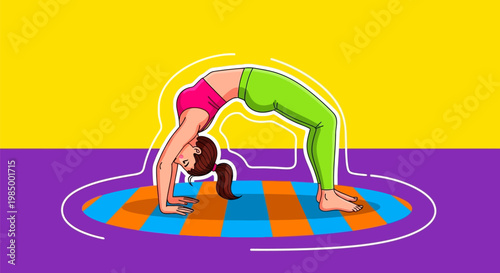 Woman Doing Yoga Bridge Pose.