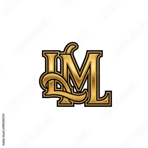 Elegant Golden Monogram LM Letters Logo Design.