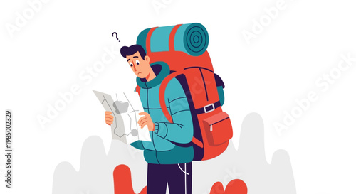Man with big hiking backpack.