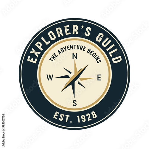 Explorers Guild Vintage Compass Emblem Est 1928.