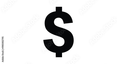 A stark black dollar sign is prominently displayed as a bold silhouette
