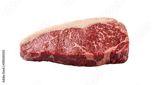Photography Raw marbled beef steak with fat cap, isolated on transparent background