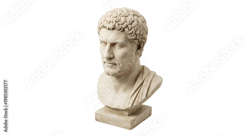 Φωτογραφία Marble bust of a Roman emperor with curly hair, isolated on transparent backgrou