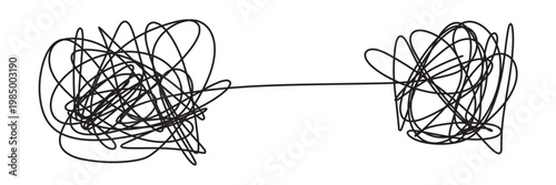 Chaos to harmony brain illustration with tangled thoughts transforming into heart centered calm mind, emotional balance concept, mental health healing, stress relief and self awareness in eps 10.