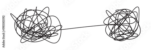 Chaos to harmony brain illustration with tangled thoughts transforming into heart centered calm mind, emotional balance concept, mental health healing, stress relief and self awareness in eps 10.