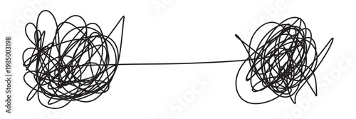 Chaos to harmony brain illustration with tangled thoughts transforming into heart centered calm mind, emotional balance concept, mental health healing, stress relief and self awareness in eps 10.