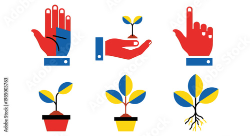 Ukraine Flag Colored Plant Growing.