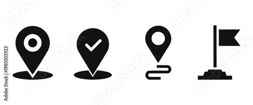 Location Navigation and Delivery Milestone Icon Set for Map App UI Design