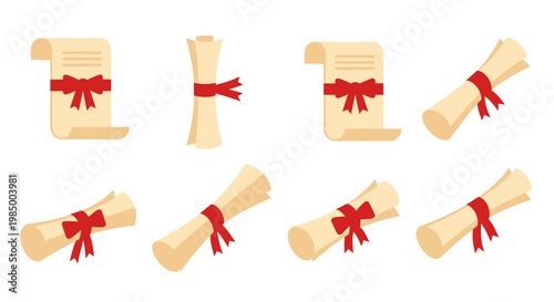 Vintage Parchment Scrolls with Ribbons.