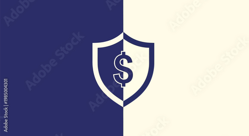 Shield with Dollar Sign Symbolizing Financial Security and Protection.