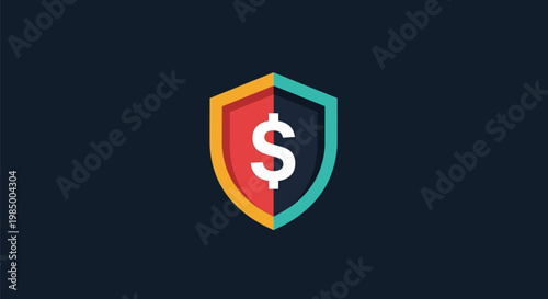 Shield with Dollar Sign Symbolizing Financial Security.