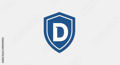 Blue Shield with White Letter D Emblem.