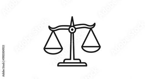 Simple Line Art Illustration of a Justice Scale.