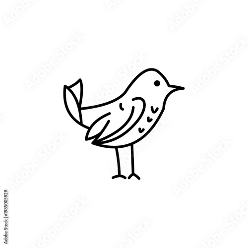 bird logo vector line outline monoline art icon - Vector