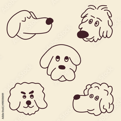 hand drawn dog face cartoon illustration