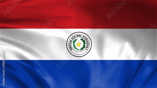 Paraguay flag waving in the win full screen 3d animation loop seamless animation. good for background waiting screen