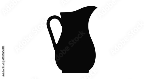 A simple black silhouette of a classic pitcher clearly defined silhouette