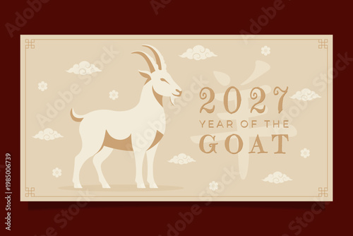 Chinese lunar new year 2027 year of the goat vector illustration.