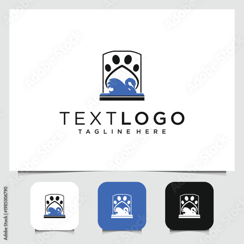 Minimalist logo template for a funeral sign for beloved animals with a silhouette of a swan design.