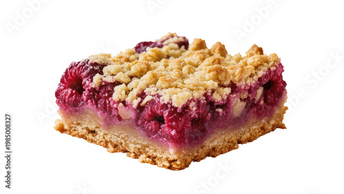 Billede på lærred Golden raspberry crumble bar with crumb topping, isolated on transparent backgro