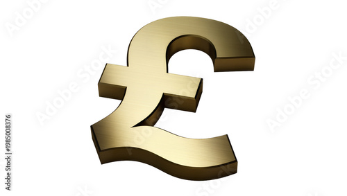 Konstfotografi Shiny golden pound sterling symbol, isolated on transparent background