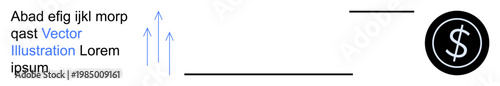Finance, economic progress, business growth, wealth management, success, market performance. Dollar symbol next to arrows pointing upward. Finance and economic progress concept