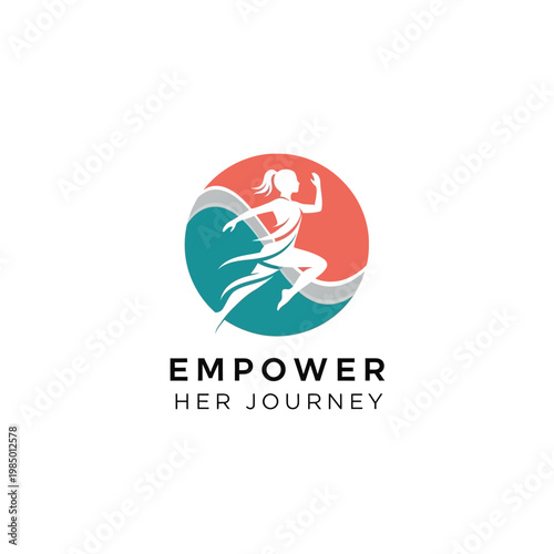 Empower Her Journey Silhouette Running Woman Logo.