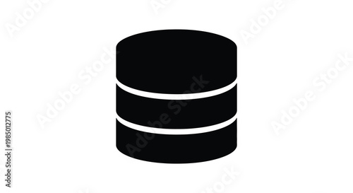 Simple black cylinder with horizontal lines a minimalist graphic silhouette