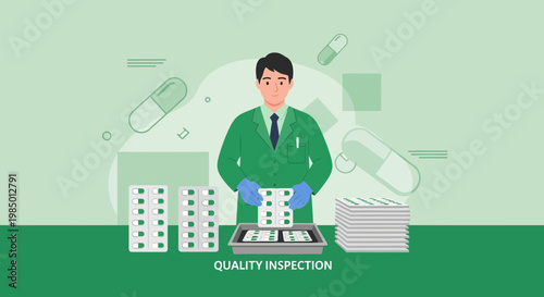 Pharmacist Inspecting Quality of Pharmaceutical Pills in Blister Packs