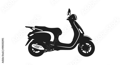 A striking black silhouette of a classic scooter showcasing its elegant design silhouette