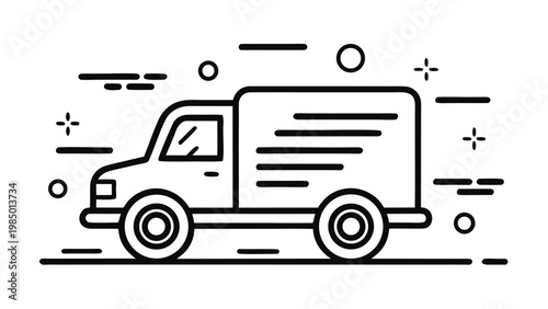 Fast Shipping Truck Icon Collection, Free Delivery, 24h Express Service, Speed Van Symbols on White Background Vector