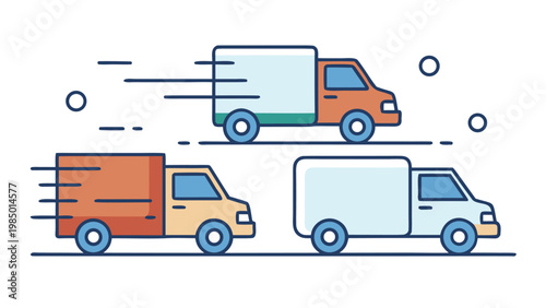 Fast Shipping Truck Icon Collection, Free Delivery, 24h Express Service, Speed Van Symbols on White Background Vector
