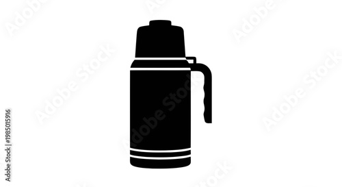 Vector illustration of thermos flask icon, vacuum insulated bottle for hot drinks on a transparent background